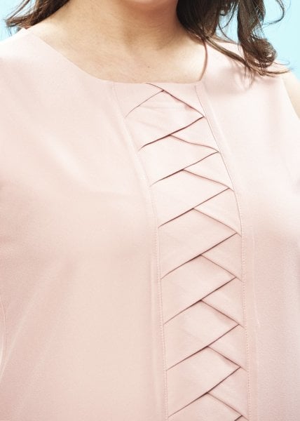 Pembe Örgülü Büyük Beden Elbise