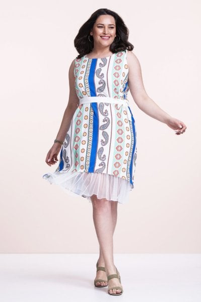 Etnik Desen Büyük Beden Elbise