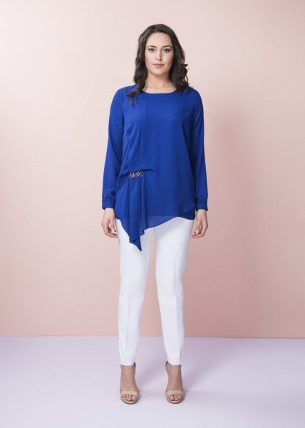 Toka Aksesuarlı Büyük Beden Bluz