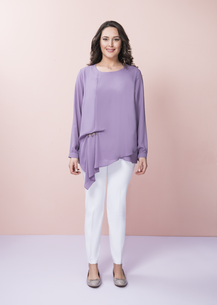 Toka Aksesuarlı Büyük Beden Bluz