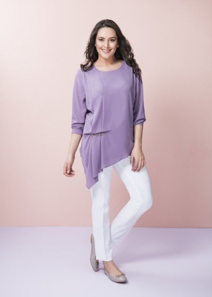 Toka Aksesuarlı Büyük Beden Bluz