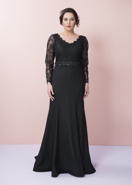 Dantel Detaylı Büyük Beden Abiye Elbise