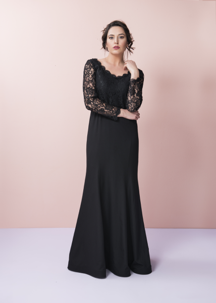 Dantel Detaylı Büyük Beden Abiye Elbise