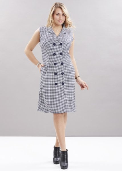 Lacivert Kazayağı Ceket Tarz Büyük Beden Elbise