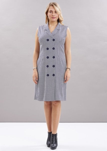 Lacivert Kazayağı Ceket Tarz Büyük Beden Elbise