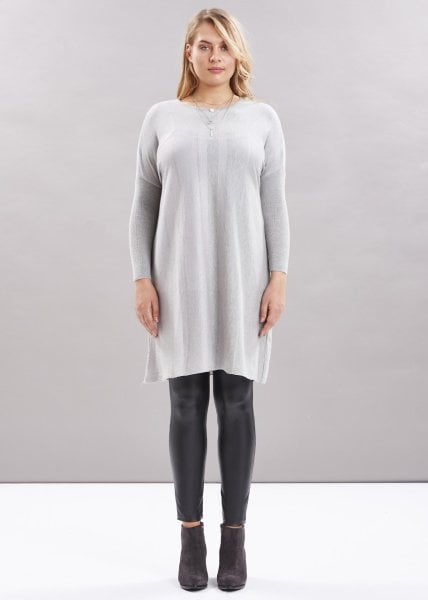 Gri Sim İpli Triko Büyük Beden Kazak