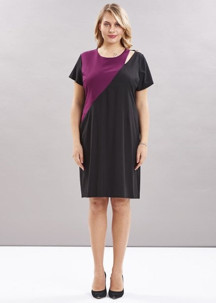 Mürdüm Siyah Kombin Büyük Beden Elbise