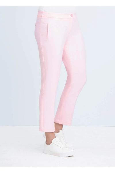 Pembe Düşük Bel Cep Kapaklı Büyük Beden Kadın Pantolon