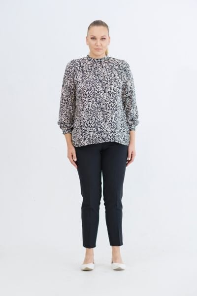 Parlak Zebra Desen Büyük Beden Bluz