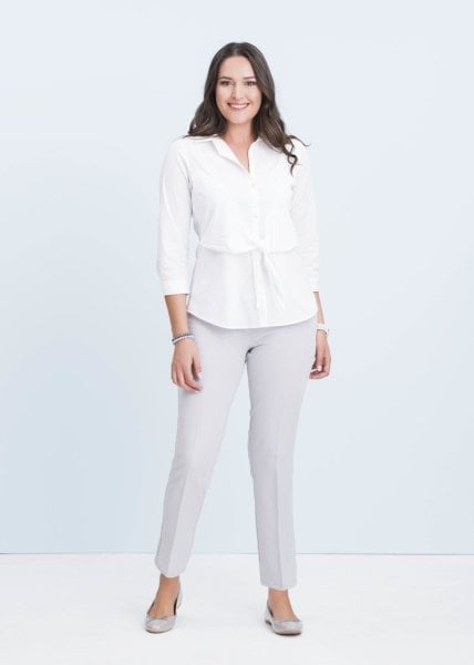 Gri Düşük Bel Cep Kapaklı Büyük Beden Kadın Pantolon