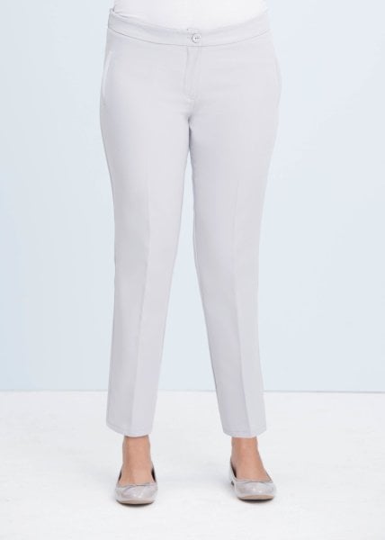 Gri Düşük Bel Cep Kapaklı Büyük Beden Kadın Pantolon