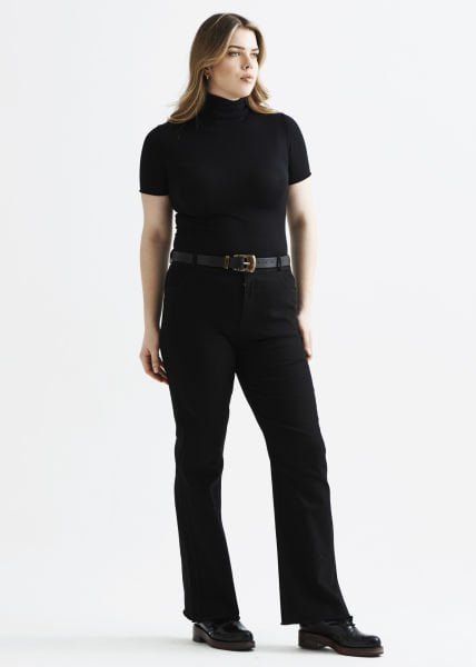 Gabardin Önden Düğmeli Siyah Büyük Beden Pantolon