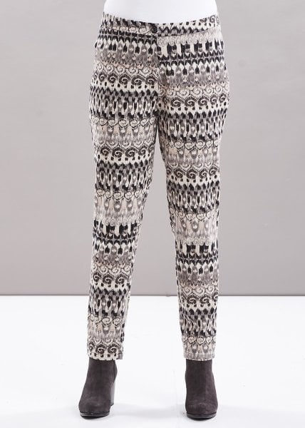 Etnik Desen Füme Büyük Beden Kadın Pantolon