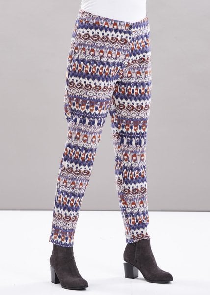 Etnik Desen Mavi Büyük Beden Kadın Pantolon