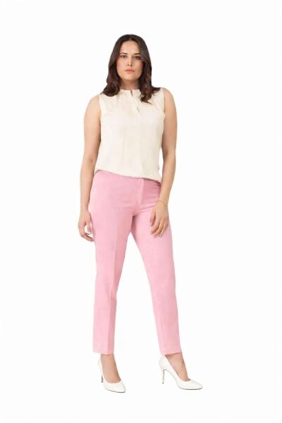 Dar Paça Pembe Büyük Beden Pantolon