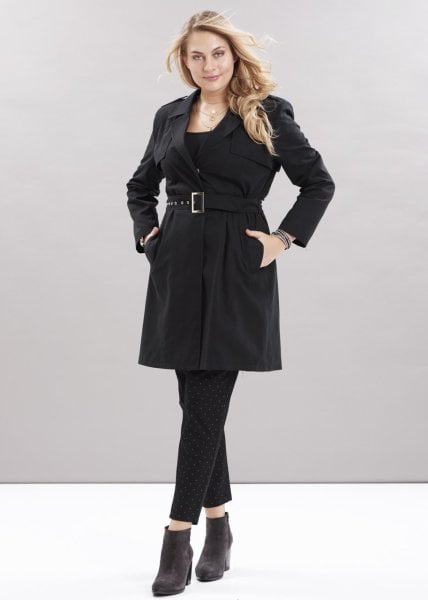 Siyah Büyük Beden Büyük Beden Trençkot