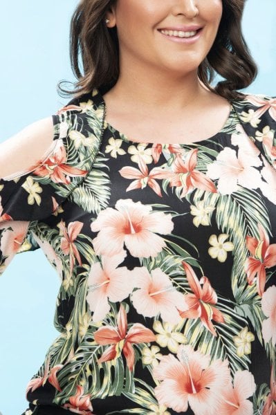 Çiçekli Viskon Büyük Beden Tulum